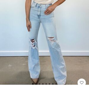 90s flare light wash jeans.